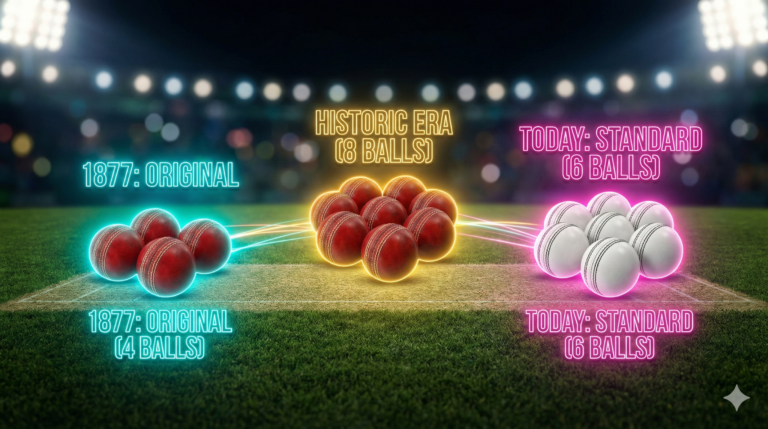 how many balls were originally there in one test over infographic showing 4 balls